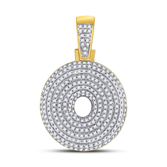 10k Yellow Gold Mens Round Diamond Bubble O Letter Charm Pendant 7/8 Cttw