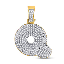  10k Yellow Gold Mens Round Diamond Bubble Q Letter Charm Pendant 3/4 Cttw