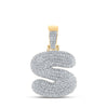 10k Yellow Gold Mens Round Diamond Bubble S Letter Charm Pendant 3/4 Cttw