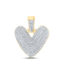  10k Yellow Gold Mens Round Diamond Bubble V Letter Charm Pendant 5/8 Cttw