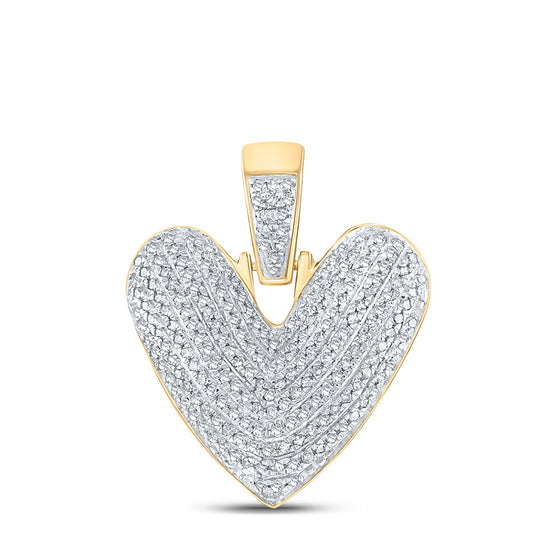 10k Yellow Gold Mens Round Diamond Bubble V Letter Charm Pendant 5/8 Cttw