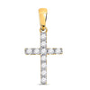 14k Yellow Gold Womens Round Diamond Cross Pendant 1/5 Cttw