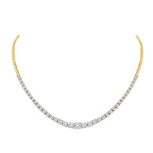  14k Yellow Gold Womens Round Diamond Tennis Fashion Cluster Necklace 2-1/3 Cttw