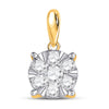 14k Yellow Gold Womens Round Diamond Flower Cluster Pendant 1/2 Cttw