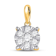  14k Yellow Gold Womens Round Diamond Flower Cluster Pendant 1/2 Cttw