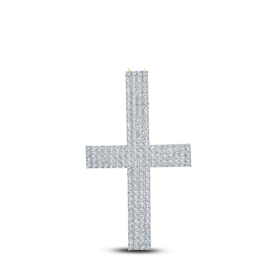 10k Yellow Gold Mens Round Diamond Cross Charm Pendant 7/8 Cttw