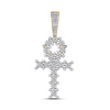 10k Yellow Gold Mens Round Diamond Ankh Cross Charm Pendant 1 Cttw