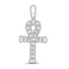 10k Yellow Gold Mens Round Diamond Ankh Cross Charm Pendant 7/8 Cttw