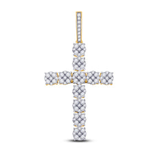  10k Yellow Gold Mens Round Diamond Cross Charm Pendant 2 Cttw