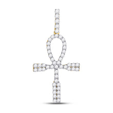  10k Yellow Gold Mens Round Diamond Ankh Cross Charm Pendant 1 Cttw