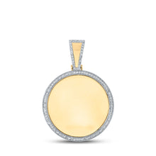  10k Yellow Gold Mens Round Diamond Circle Picture Memory Pendant 5/8 Cttw