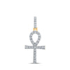 10k Yellow Gold Mens Round Diamond Ankh Cross Charm Pendant 1/2 Cttw