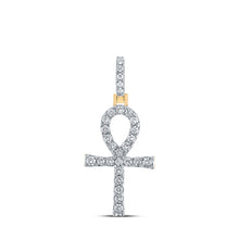  10k Yellow Gold Mens Round Diamond Ankh Cross Charm Pendant 1/2 Cttw