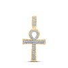 10k Yellow Gold Mens Round Diamond Ankh Cross Charm Pendant 1 Cttw
