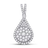 14k White Gold Womens Round Diamond Teardrop Cluster Pendant 1 Cttw