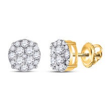  10k Yellow Gold Womens Round Diamond Cluster Earrings 1/2 Cttw