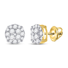  10k Yellow Gold Womens Round Diamond Cluster Earrings 1/3 Cttw