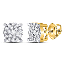  10k Yellow Gold Womens Round Diamond Fashion Cluster Earrings 1/4 Cttw