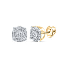  10k Yellow Gold Womens Round Diamond Cluster Earrings 1/8 Cttw