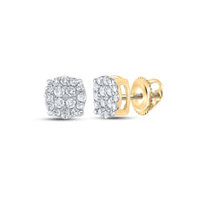  10k Yellow Gold Round Diamond Cluster Earrings 1/4 Cttw