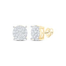  10k Yellow Gold Womens Round Diamond Fashion Cluster Earrings 1 Cttw
