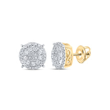  10k Yellow Gold Womens Round Diamond Fashion Cluster Earrings 1/2 Cttw
