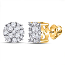  10k Yellow Gold Womens Round Diamond Cluster Earrings 1/4 Cttw