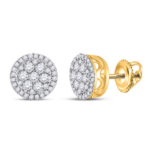  10k Yellow Gold Womens Round Diamond Flower Cluster Earrings 3/8 Cttw