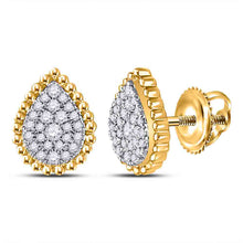  10k Yellow Gold Womens Round Diamond Teardrop Earrings 1/4 Cttw