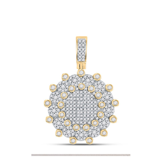 10k Yellow Gold Mens Round Diamond Circle Charm Pendant 1 Cttw
