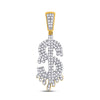 10k Yellow Gold Mens Round Diamond Dollar-Sign Charm Pendant 3/8 Cttw