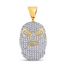  10k Yellow Gold Mens Round Diamond Hood Mask Charm Pendant 5/8 Cttw