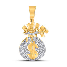  10k Yellow Gold Mens Round Diamond Moneybag Charm Pendant 1 Cttw