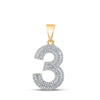 10k Yellow Gold Mens Round Diamond Number 3 Charm Pendant 5/8 Cttw