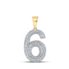 10k Yellow Gold Mens Round Diamond Number 6 Charm Pendant 5/8 Cttw