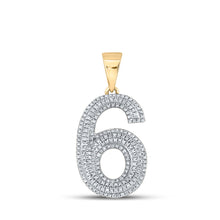  10k Yellow Gold Mens Round Diamond Number 6 Charm Pendant 5/8 Cttw