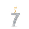 10k Yellow Gold Mens Round Diamond Number 7 Charm Pendant 3/8 Cttw