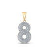10k Yellow Gold Mens Round Diamond Number 8 Charm Pendant 1/2 Cttw
