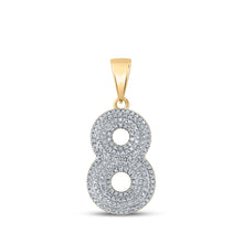  10k Yellow Gold Mens Round Diamond Number 8 Charm Pendant 1/2 Cttw