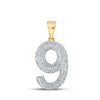 10k Yellow Gold Mens Round Diamond Number 9 Charm Pendant 5/8 Cttw