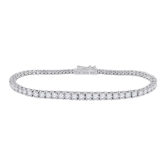 14k White Gold Womens Round Diamond Tennis Bracelet 3 Cttw