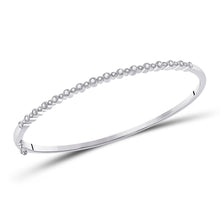  10k White Gold Womens Round Diamond Stackable Bangle Bracelet 3/8 Cttw