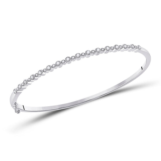 10k White Gold Womens Round Diamond Stackable Bangle Bracelet 3/8 Cttw