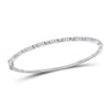 10k White Gold Womens Round Diamond Stackable Bangle Bracelet 1/2 Cttw