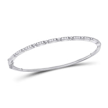  10k White Gold Womens Round Diamond Stackable Bangle Bracelet 1/2 Cttw