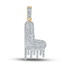  10k Yellow Gold Mens Round Diamond Dripping L Letter Charm Pendant 1/2 Cttw