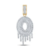 10k Yellow Gold Mens Round Diamond Dripping O Letter Charm Pendant 3/4 Cttw