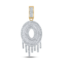  10k Yellow Gold Mens Round Diamond Dripping O Letter Charm Pendant 3/4 Cttw