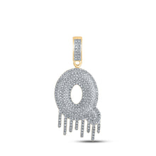  10k Yellow Gold Mens Round Diamond Q Letter Charm Pendant 7/8 Cttw