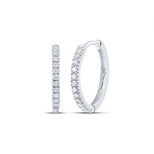  10k White Gold Womens Round Diamond Hoop Earrings 1/2 Cttw